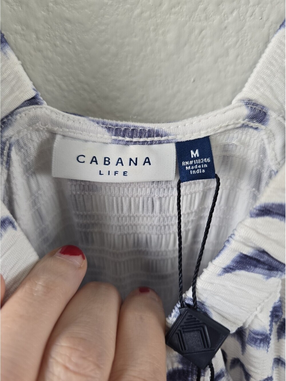 Womens Cabana Life Size Medium Beach Dress White And Blue Nwt/Swimsuit coverup - Picture 8 of 9